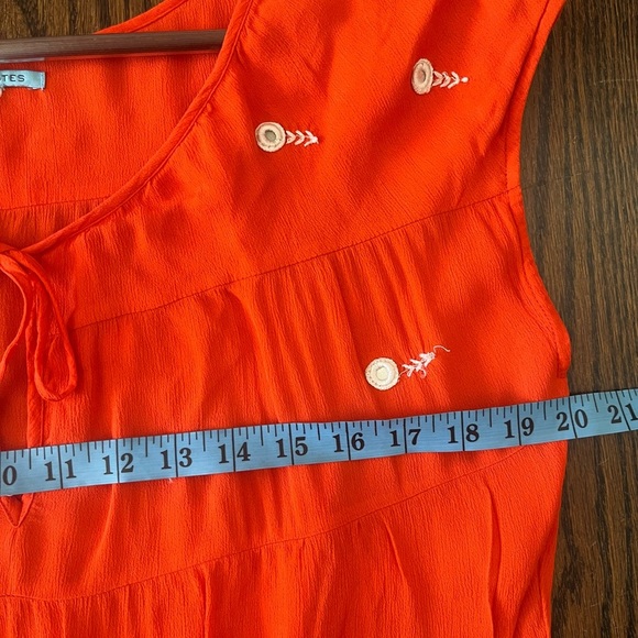 ANTHROPOLOGIE LEIFNOTES BOHO STYLE ORANGE Embroidered MIRRORED DRESS SZ.2 - Picture 7 of 7
